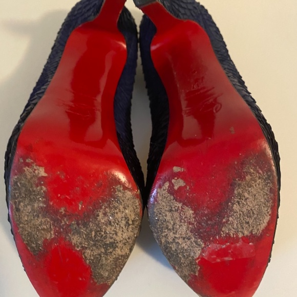 Navy Blue Python Louis Vuitton Heels - Picture 3 of 4